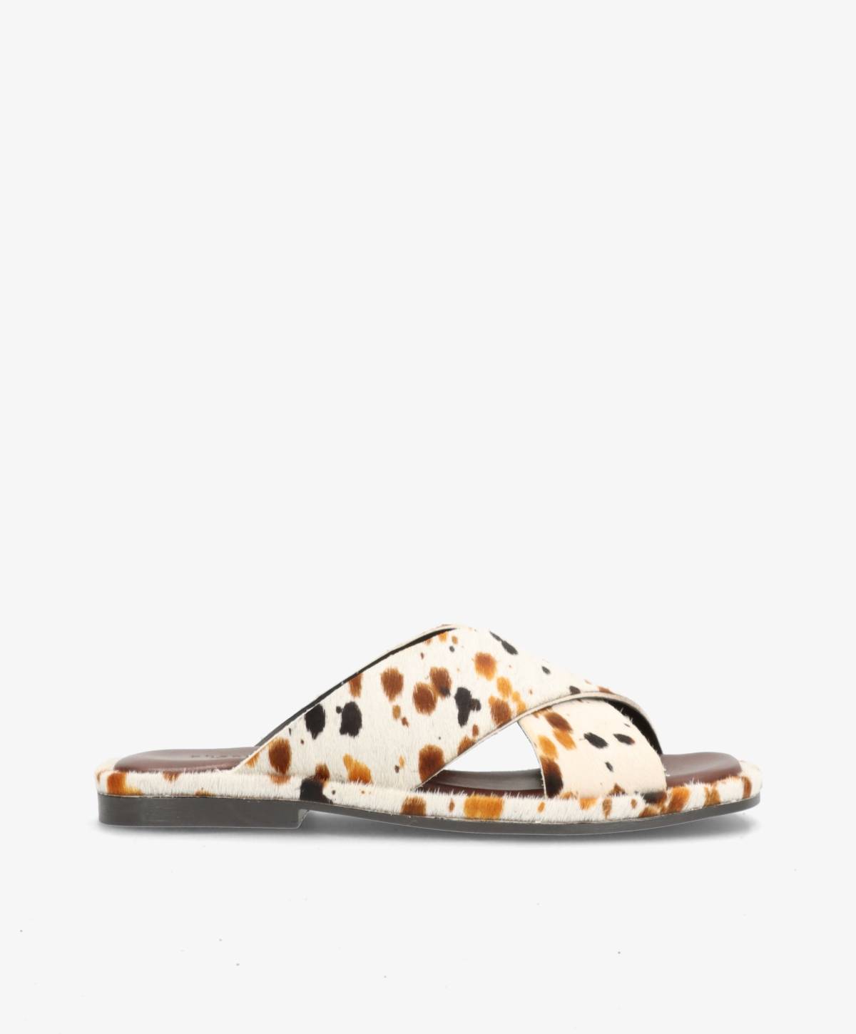 ONRY Ha - Dalmatiner brun pony hair læder - Flad sandal Dame