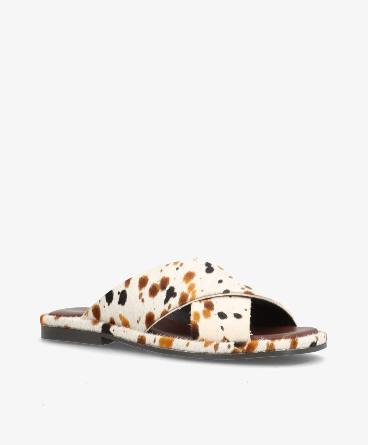 ONRY Ha - Dalmatiner brun pony hair læder - Flad sandal Dame