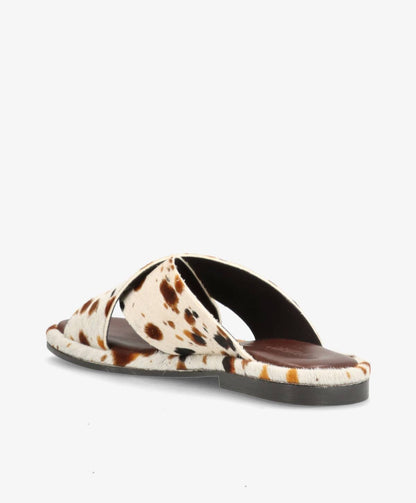 ONRY Ha - Dalmatiner brun pony hair læder - Flad sandal Dame