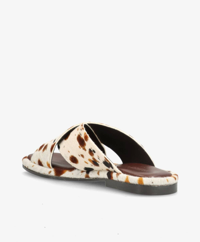 ONRY Ha - Dalmatiner brun pony hair læder - Flad sandal Dame