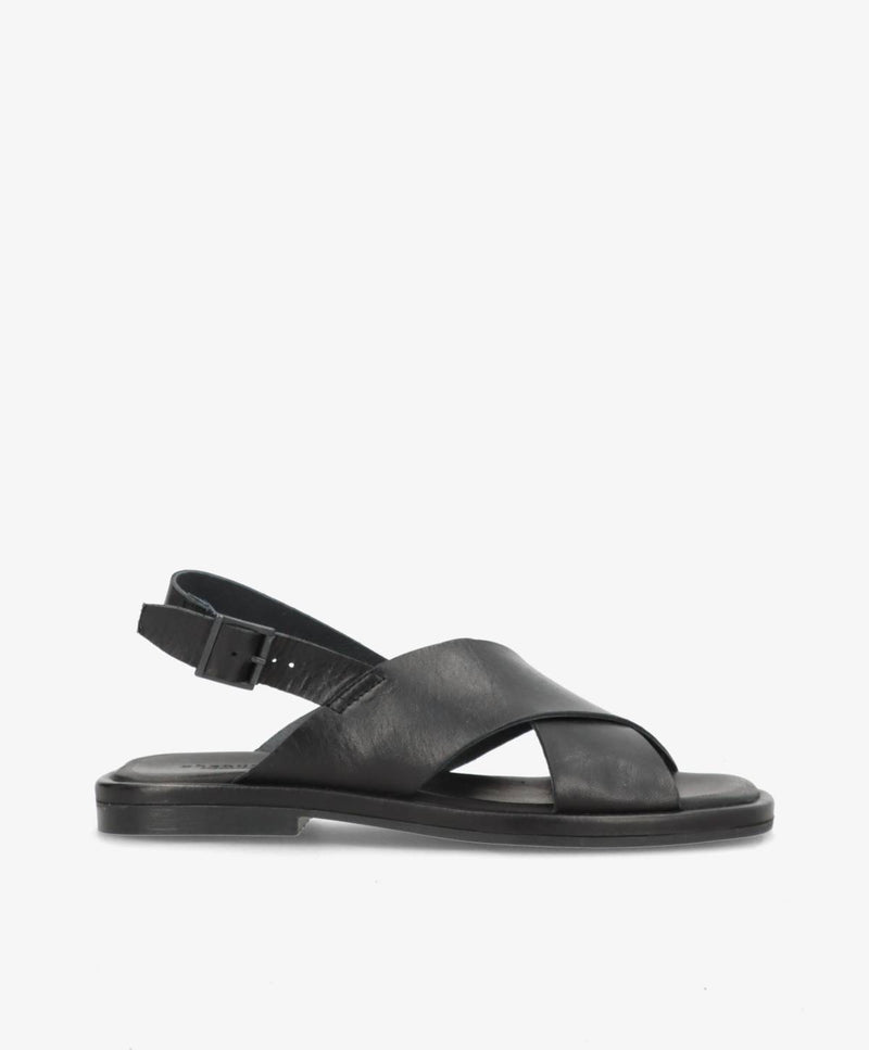 ONRY Strap - Sort læder - Flad sandal Dame