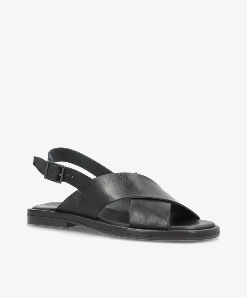ONRY Strap - Sort læder - Flad sandal Dame