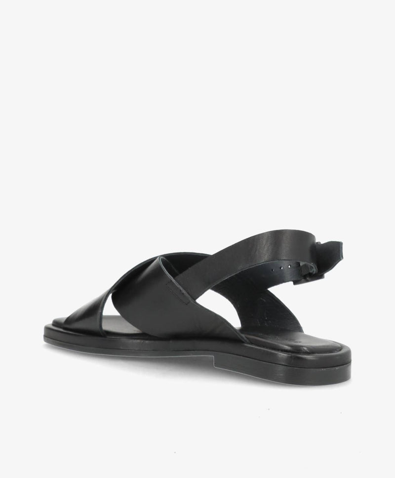 ONRY Strap - Sort læder - Flad sandal Dame