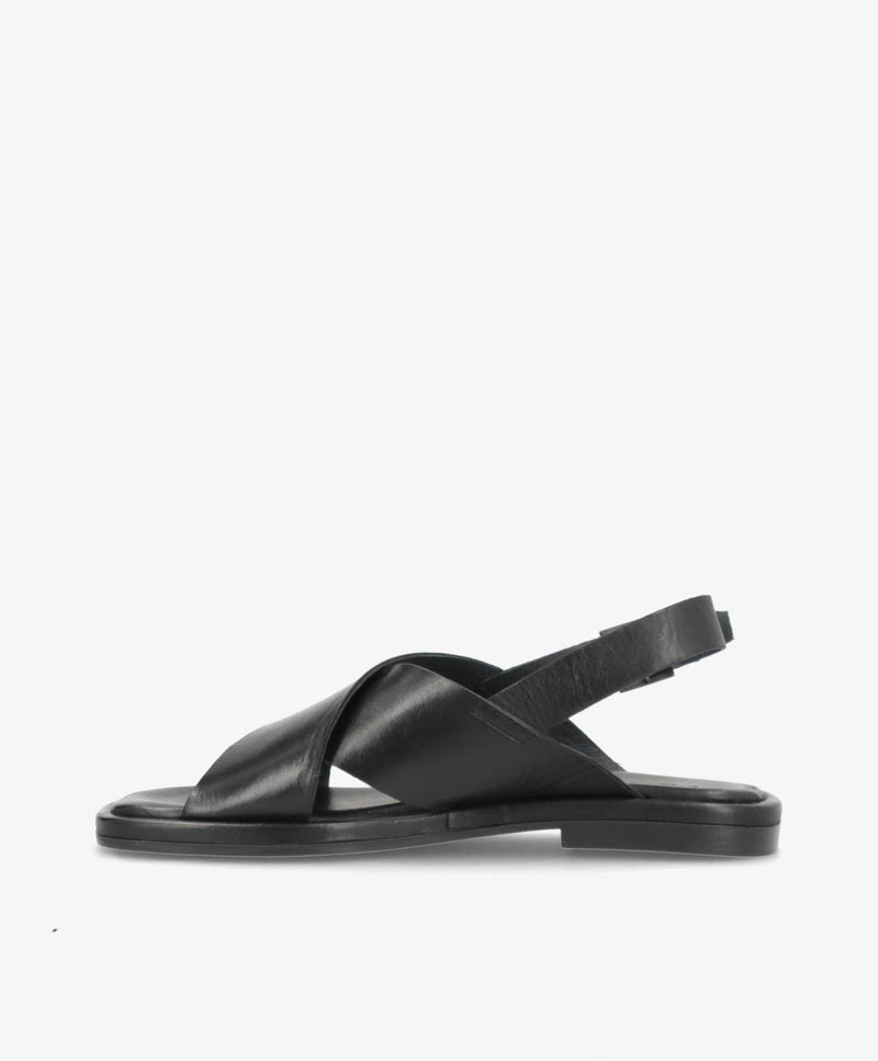 ONRY Strap - Sort læder - Flad sandal Dame