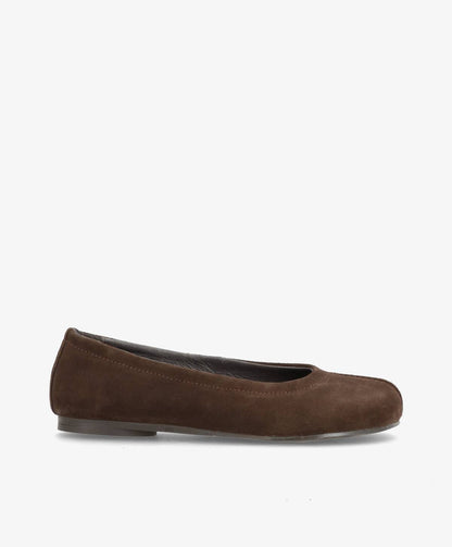 SENSES S - Mørkebrun Ruskind - Ballerina wide  - Dame