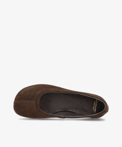 SENSES S - Mørkebrun Ruskind - Ballerina wide  - Dame