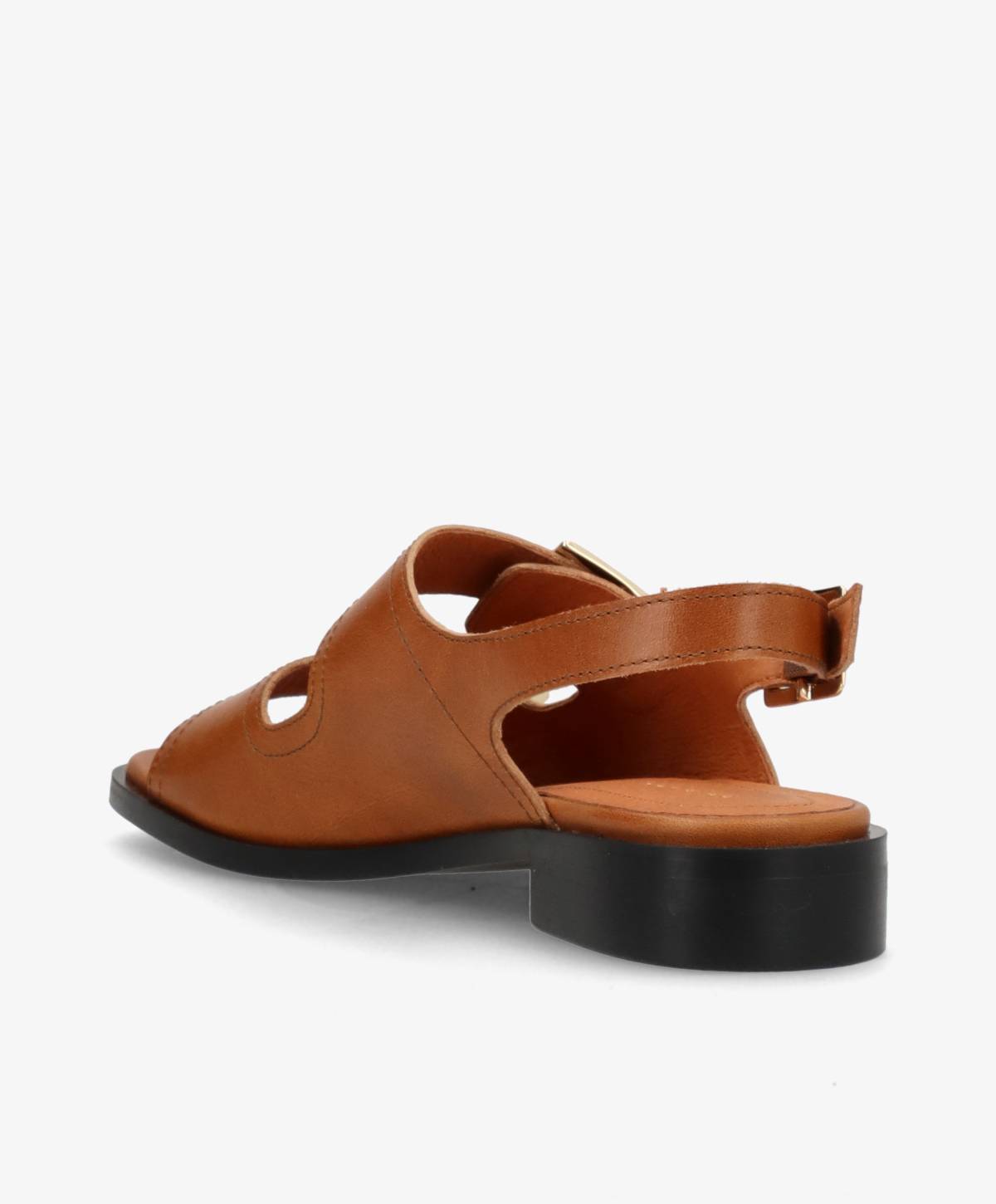 UPNEXT - Cognac læder - Sandal med lav hæl Dame