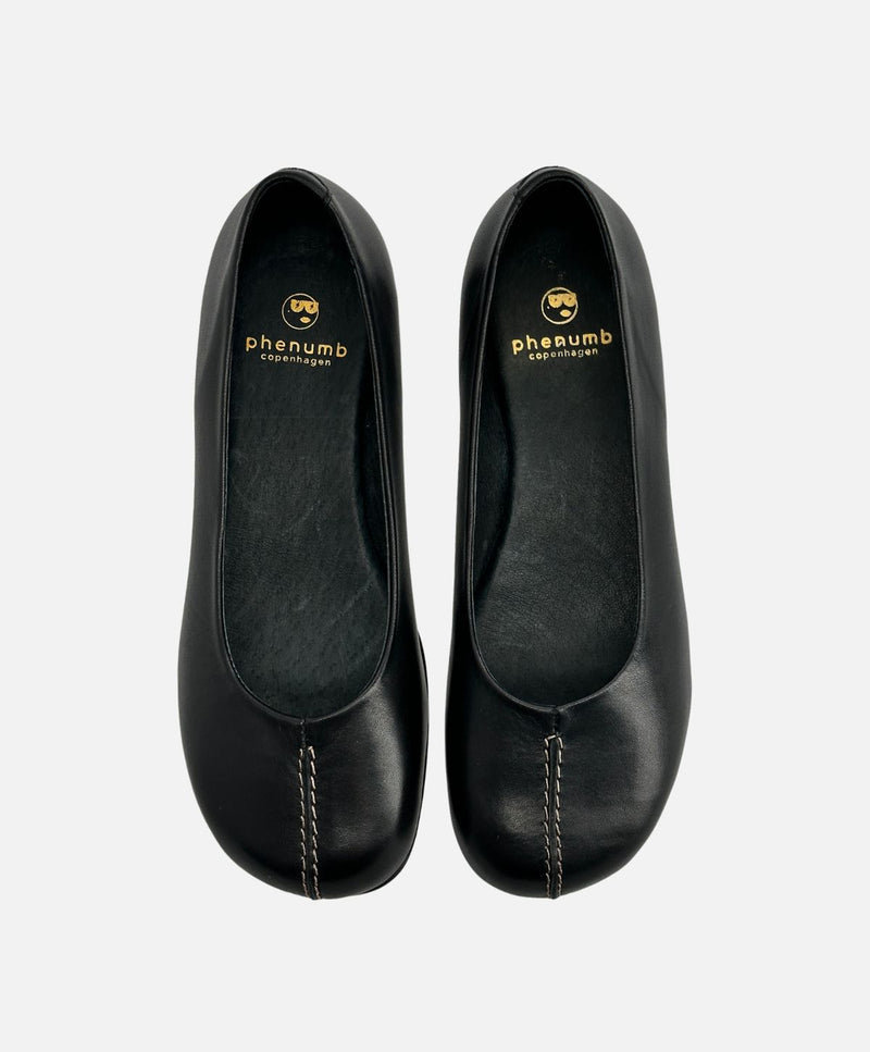 Preorder - lev. uge 39 - WHISBARE - Sort Læder - Barefoot Ballerina - Dame