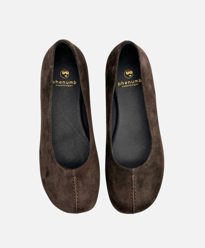 WHISBARE S - Mørkebrun Ruskind - Barefoot Ballerina - Dame