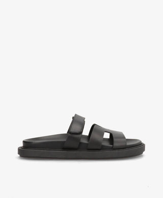 ECHO - Sort læder - Flade sandaler Dame