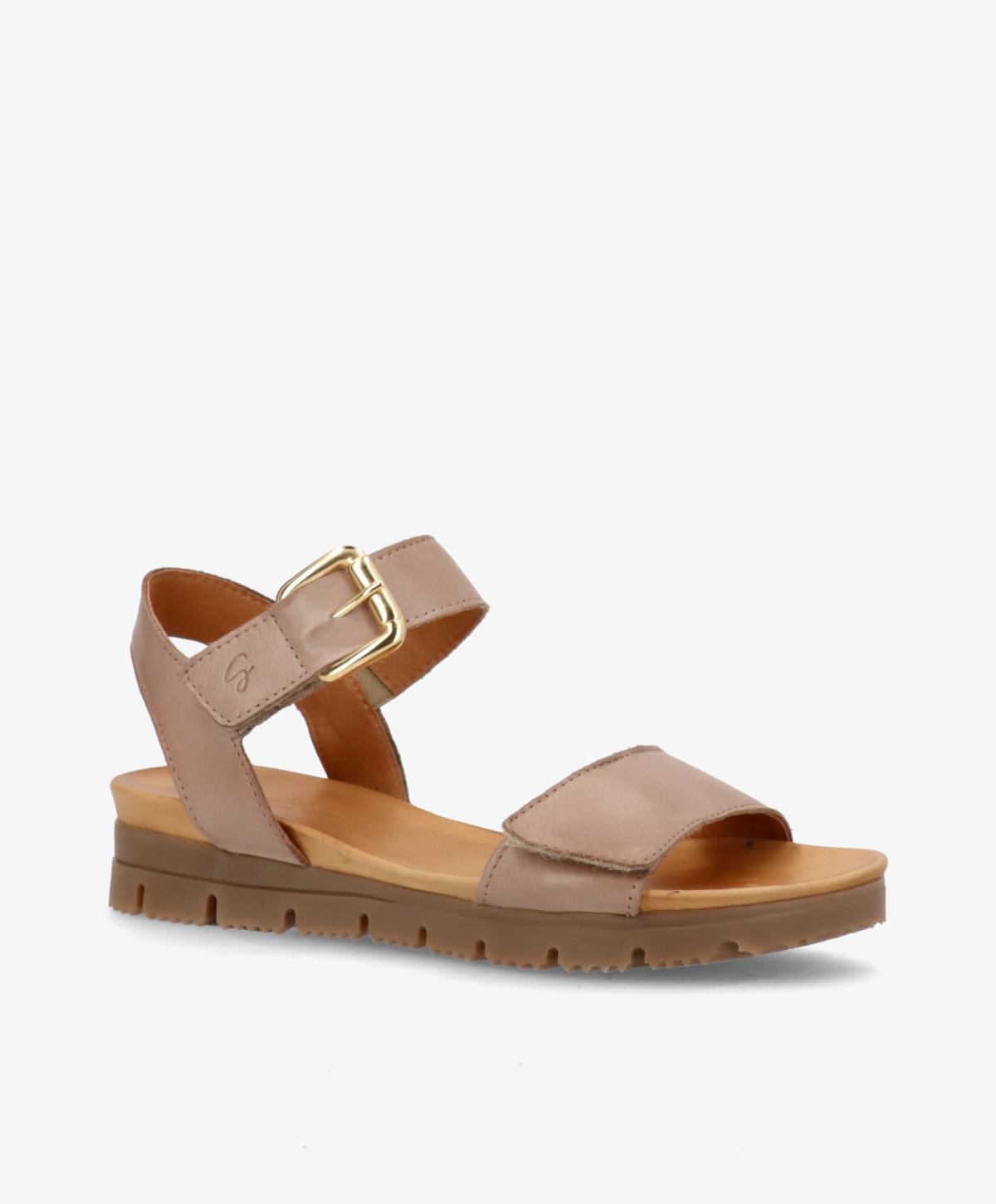 AMALFI - Beige læder - Kilehæls sandal Dame