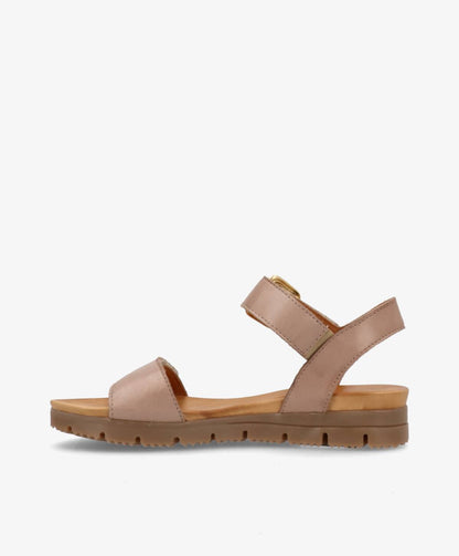 AMALFI - Beige læder - Kilehæls sandal Dame