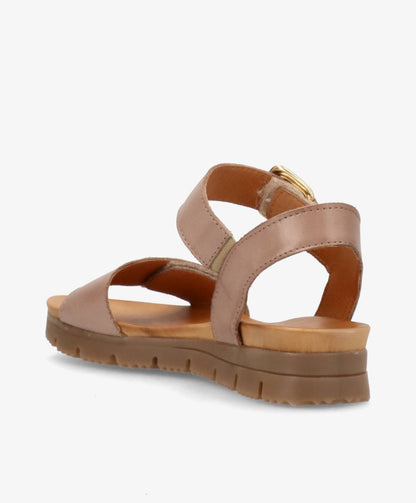 AMALFI - Beige læder - Kilehæls sandal Dame