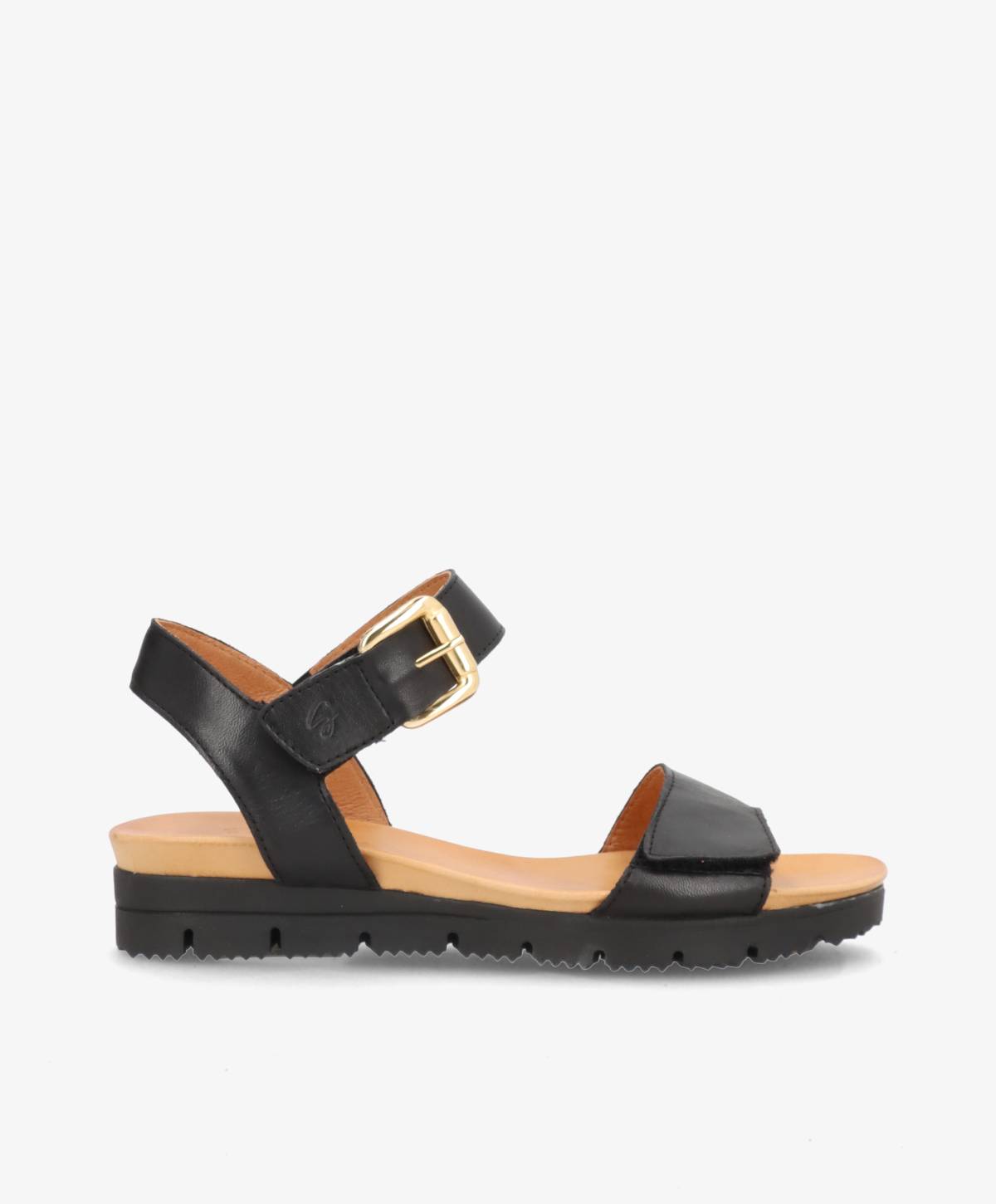 AMALFI - Sort læder - Kilehæls sandal Dame