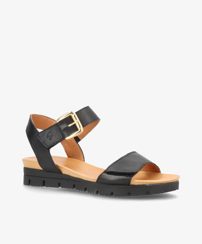 AMALFI - Sort læder - Kilehæls sandal Dame