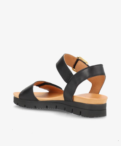 AMALFI - Sort læder - Kilehæls sandal Dame