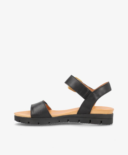 AMALFI - Sort læder - Kilehæls sandal Dame