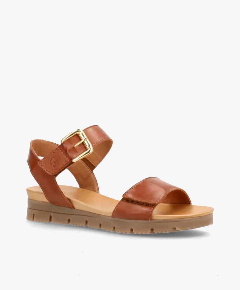 AMALFI - Mellembrun læder - Kilehæls sandal Dame