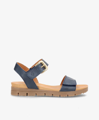 AMALFI - Jeans blå læder - Kilehæls sandal Dame