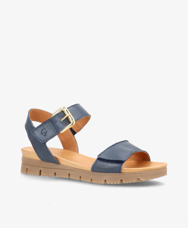 AMALFI - Jeans blå læder - Kilehæls sandal Dame