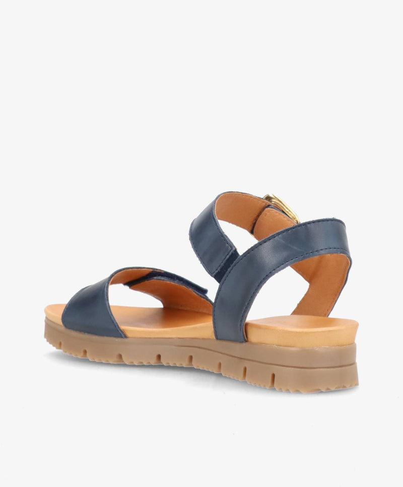 AMALFI - Jeans blå læder - Kilehæls sandal Dame