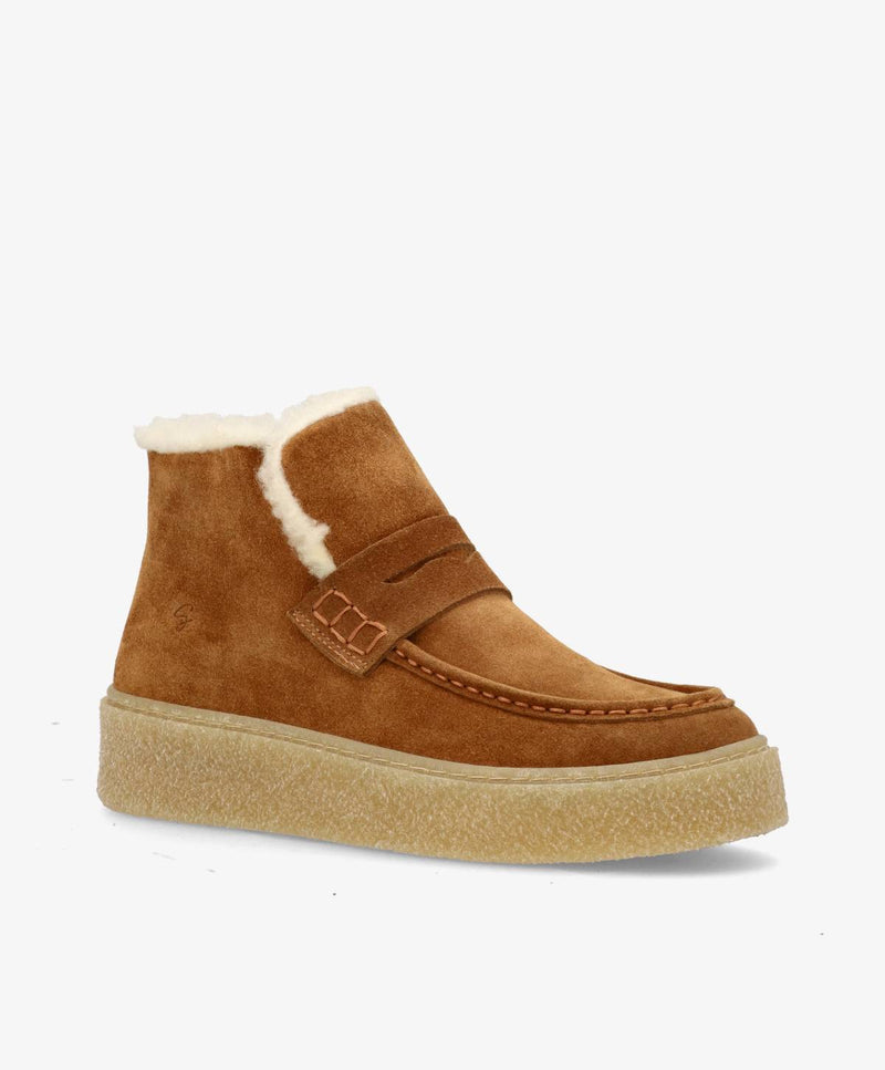 BARBARA S WARM - Cognac Ruskind - Ankelstøvle - Dame