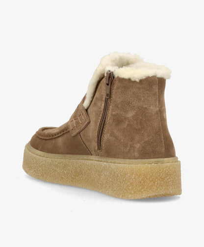 BARBARA S WARM - Beige Ruskind - Ankelstøvle - Dame
