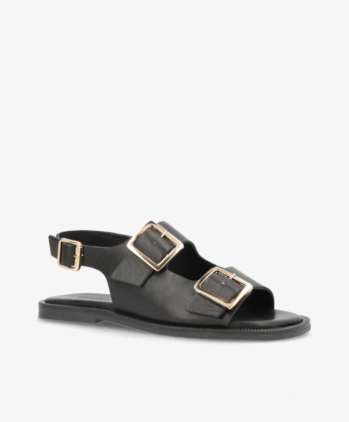 BARDOT - Sort læder - Flad sandal Dame
