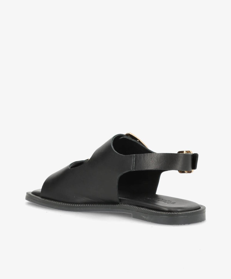 BARDOT - Sort læder - Flad sandal Dame