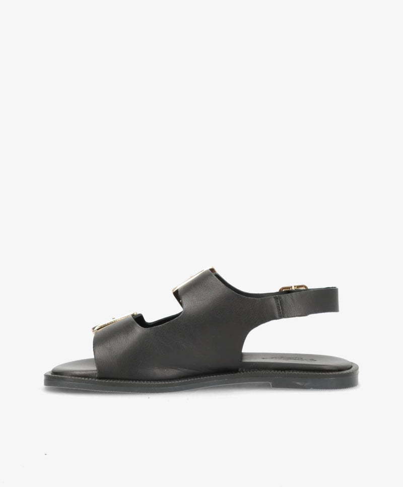 BARDOT - Sort læder - Flad sandal Dame