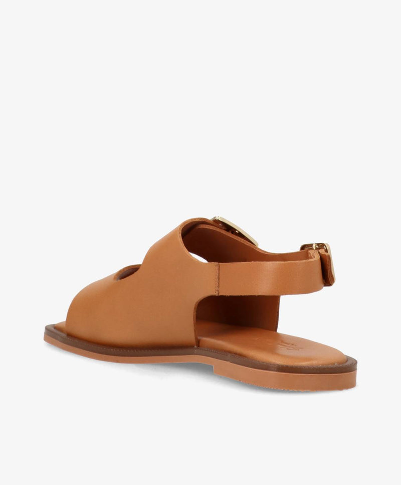 BARDOT - Cognac læder - Flad sandal Dame