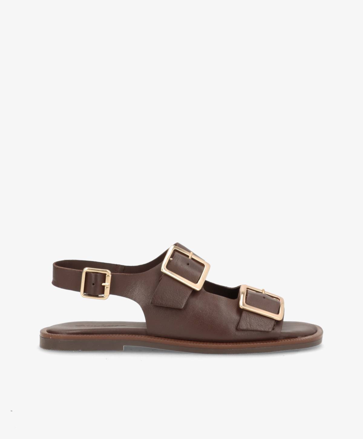 BARDOT - Mørkebrun læder - Flad sandal Dame