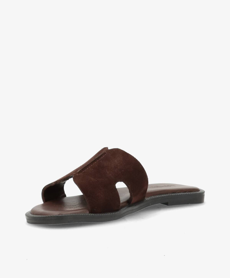 BIENNE S - Mørkebrun ruskind - Sliders Dame