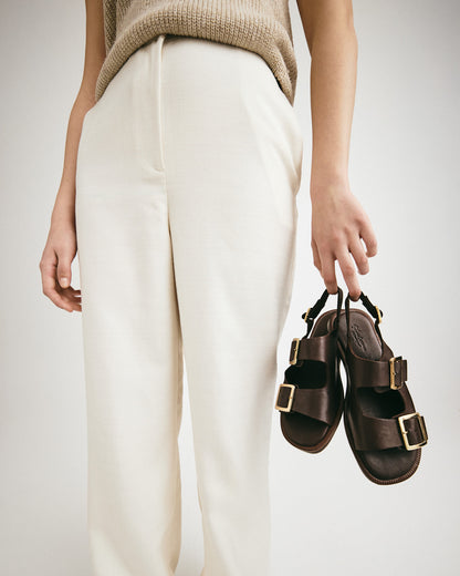 BARDOT - Sort læder - Flad sandal Dame