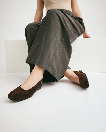 ELANOR S - Mørkebrun ruskind - Slingback sko Dame