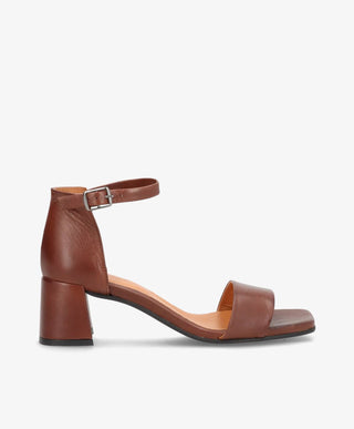 ALICE - Mørkebrun læder - Sandaler med blokhæl Dame