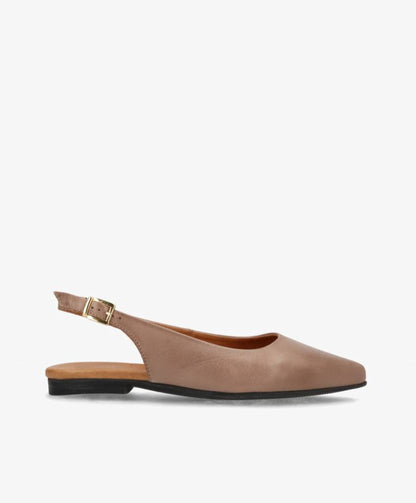 ESTELLE - Beige læder - Slingback sko Dame