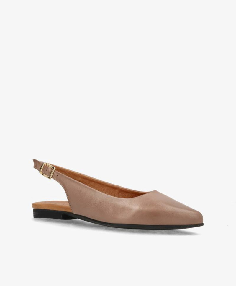 ESTELLE - Beige læder - Slingback sko Dame