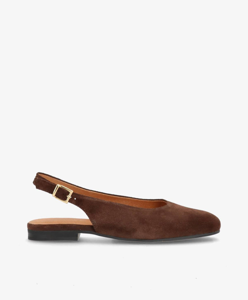ELANOR S - Mørkebrun ruskind - Slingback sko Dame