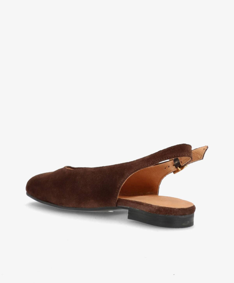 ELANOR S - Mørkebrun ruskind - Slingback sko Dame