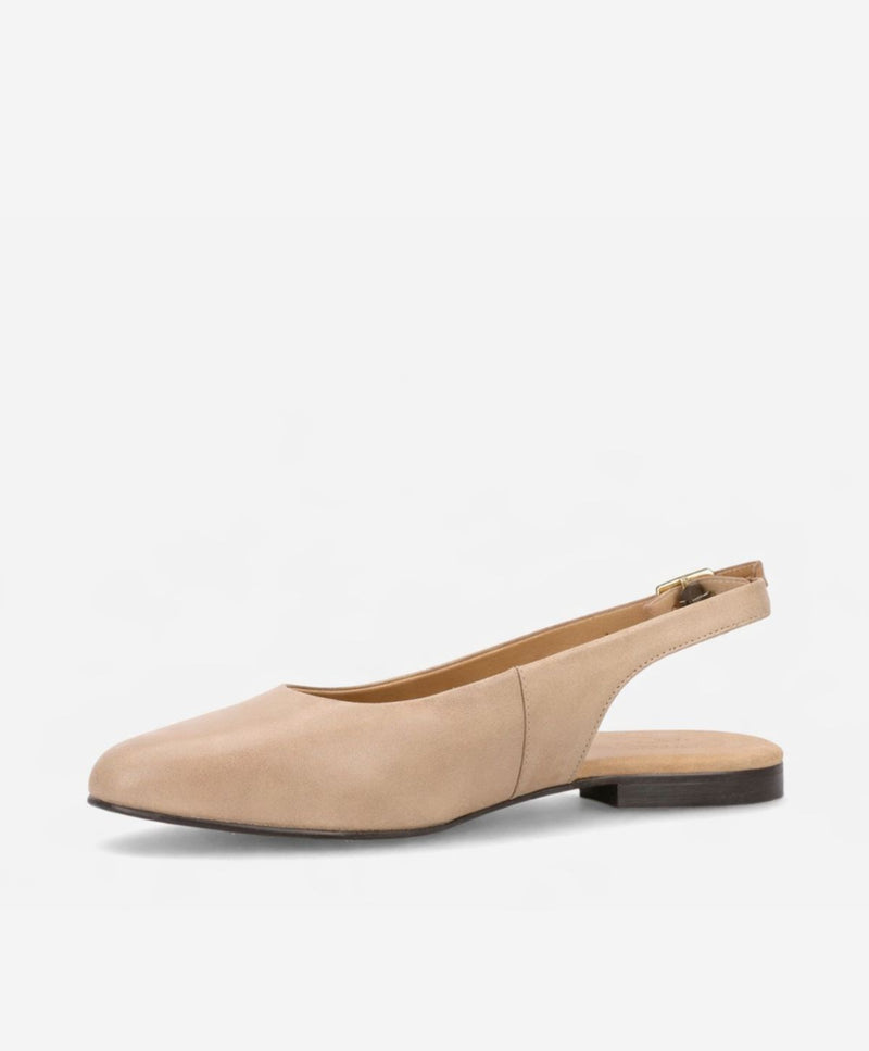 ESTELLE - Beige læder - Slingback sko Dame