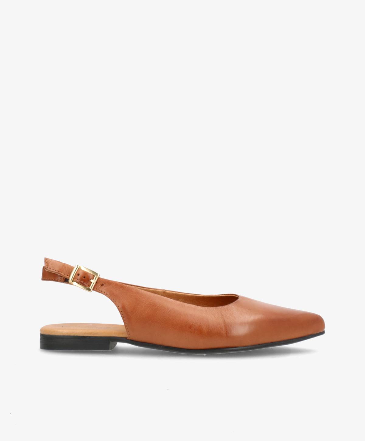 ESTELLE - Mellembrun læder - Slingback sko Dame