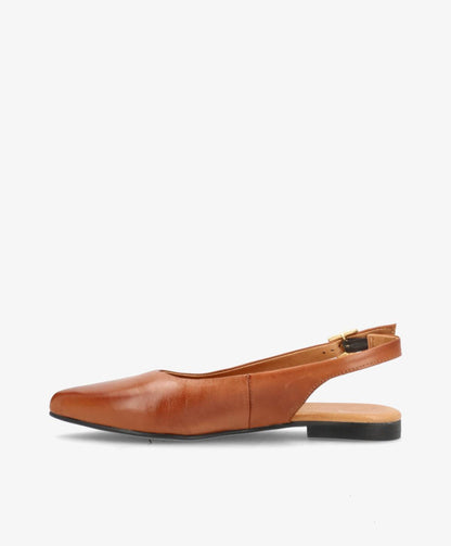ESTELLE - Mellembrun læder - Slingback sko Dame
