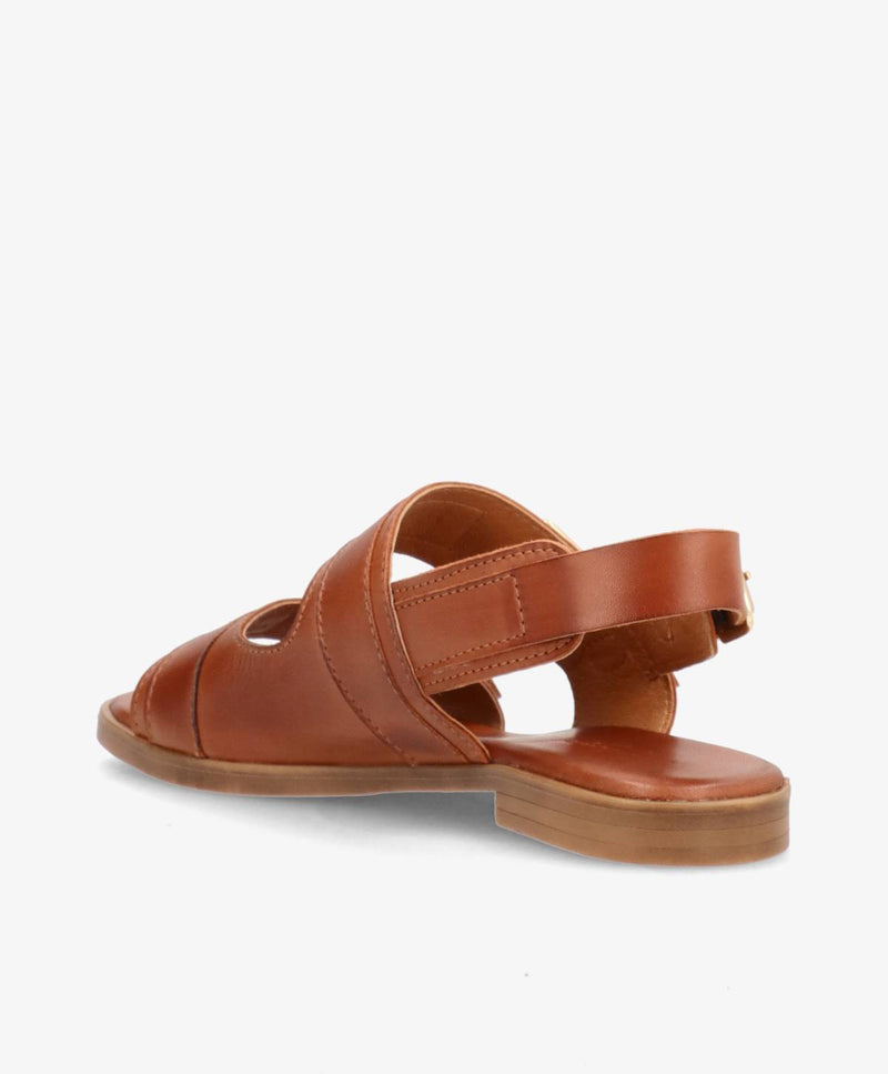 JUNE - Mellembrun læder - Flad sandal Dame