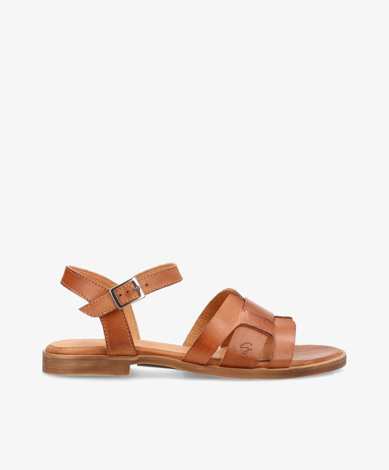 KIKI - Mellembrun læder - Flad sandal Dame