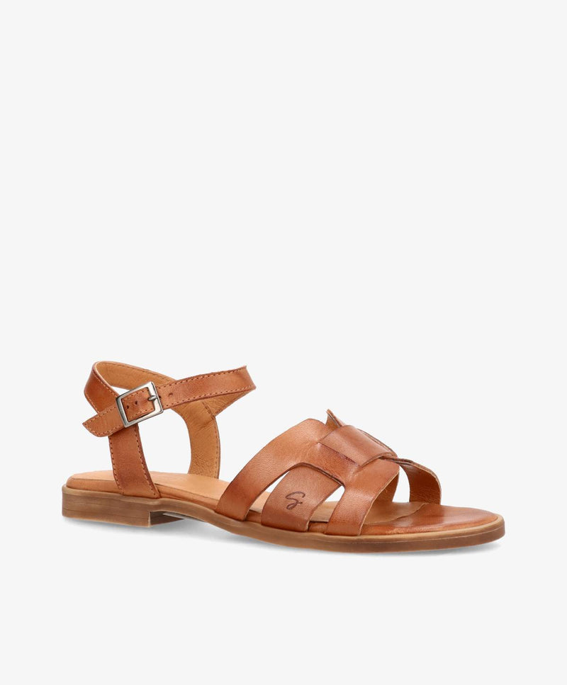 KIKI - Mellembrun læder - Flad sandal Dame