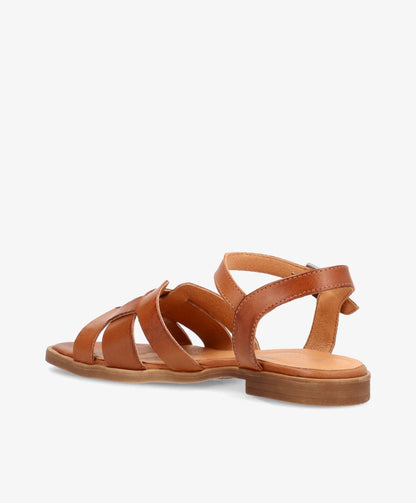 KIKI - Mellembrun læder - Flad sandal Dame