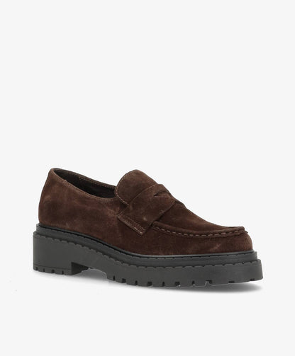 LIEKE S - Mørkebrun Ruskind - Loafers - Dame