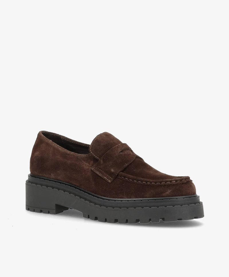 LIEKE S - Mørkebrun Ruskind - Loafers - Dame