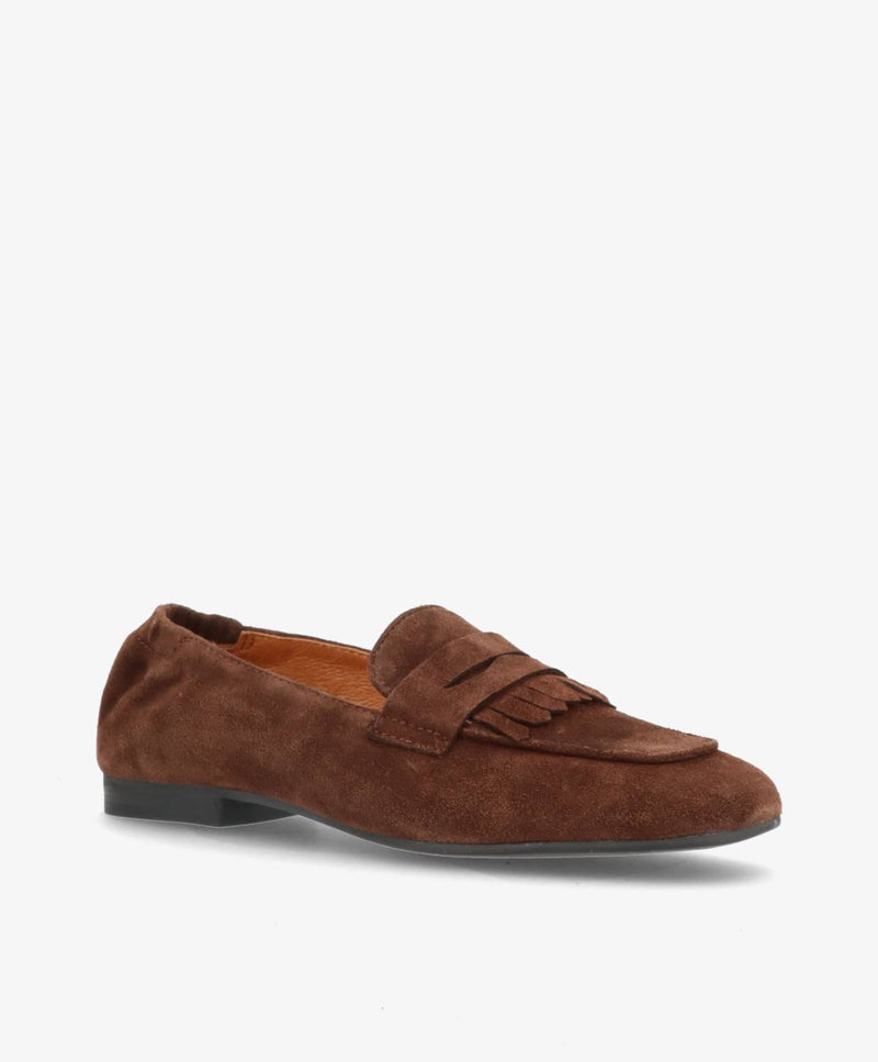 LILOU S - Mørkebrun ruskind - Loafer Dame